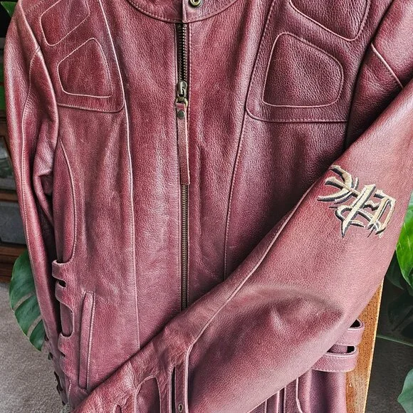 Genuine Leather Embroidered Harley Davidson Jacket - Picture 3 of 5